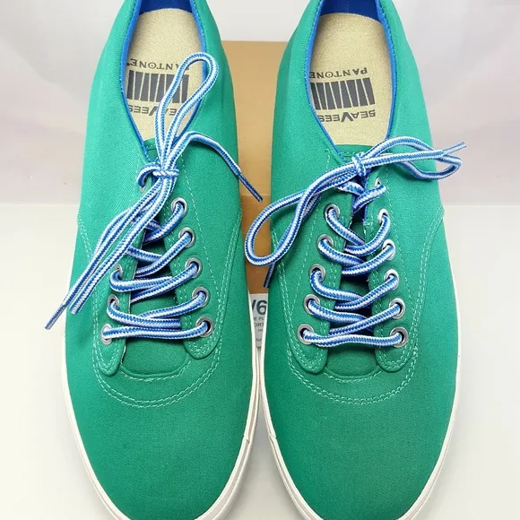 NWT SeaVees Mens 08/63 Hermosa Plimsoll Green Turquoise Lace Sneakers Shoes Sz 8