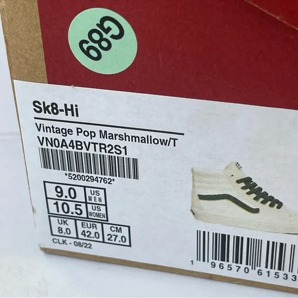 NWT Vans Sk8 Hi Leather Sneakers in Vintage Pop - Marshmallow Turtledove shoes