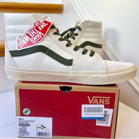 NWT Vans Sk8 Hi Leather Sneakers in Vintage Pop - Marshmallow Turtledove shoes