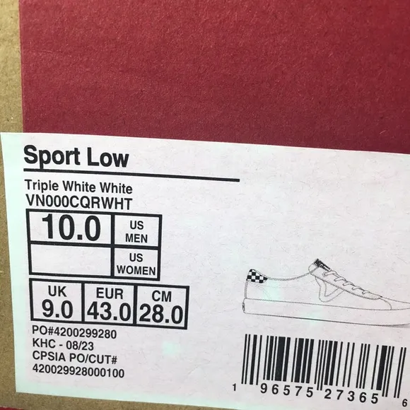NWT Vans Sport Low Top Skateboard Shoes Men’s 10