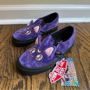 NWT Vans x Sailor Moon Classic Slip On Shoes Purple Faux Fur