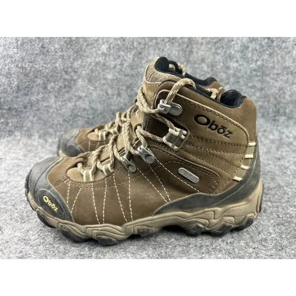 Oboz Bridger Mid B-Dry Hiking Boots Women's 6 Brown Leather Ankle Waterproof