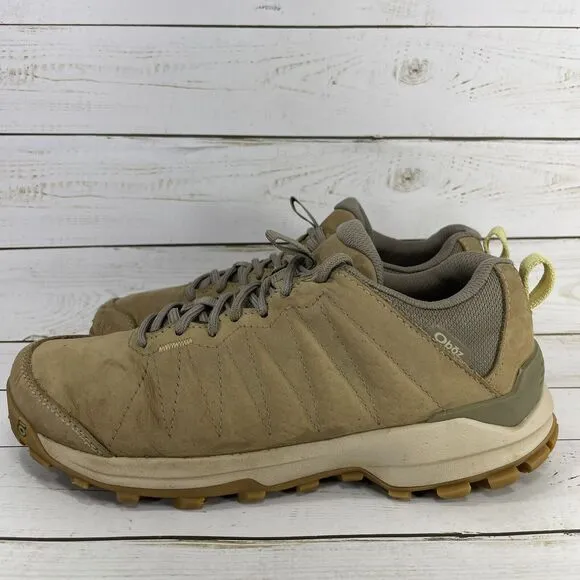 Oboz Sypes Low Hiking Boots Womens Size 8 Tan Suede BDry Waterproof Athletic