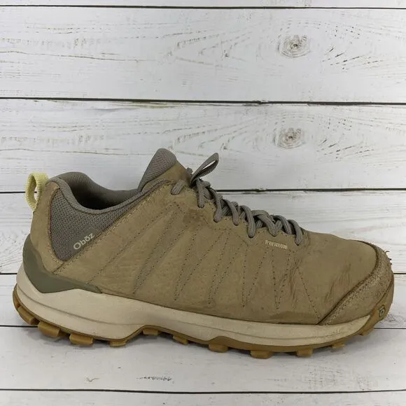 Oboz Sypes Low Hiking Boots Womens Size 8 Tan Suede BDry Waterproof Athletic