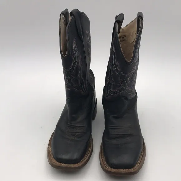 Old West Boys Black Square Toe Cowboy Western Boots BSC1896 Size 3