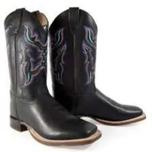 Old West Boys Black Square Toe Cowboy Western Boots BSC1896 Size 3