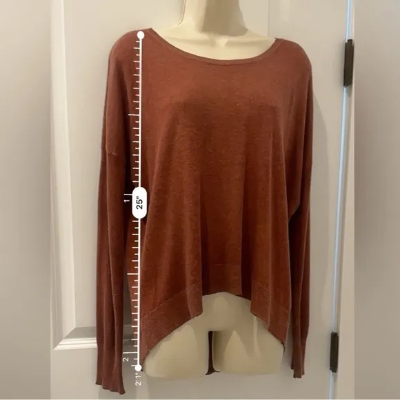 Oliveaceous Women’s M Rust Zip-Back Angora Blend Sweater Lightweight High-Low