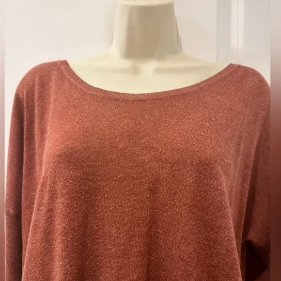 Oliveaceous Women’s M Rust Zip-Back Angora Blend Sweater Lightweight High-Low