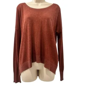 Oliveaceous Women’s M Rust Zip-Back Angora Blend Sweater Lightweight High-Low