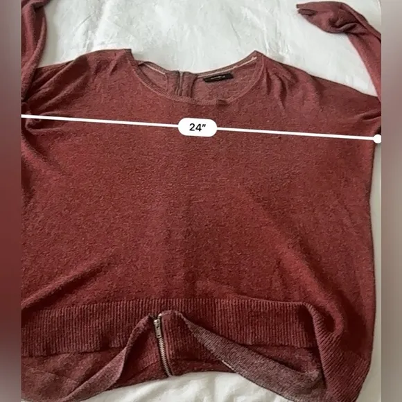 Oliveaceous Women’s M Rust Zip-Back Angora Blend Sweater Lightweight High-Low