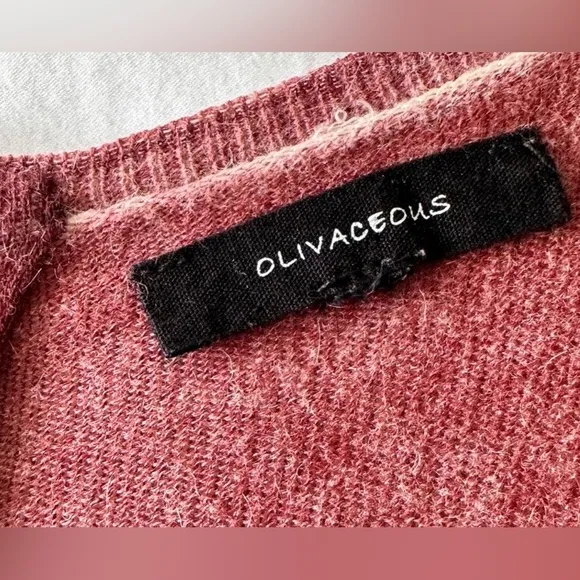 Oliveaceous Women’s M Rust Zip-Back Angora Blend Sweater Lightweight High-Low