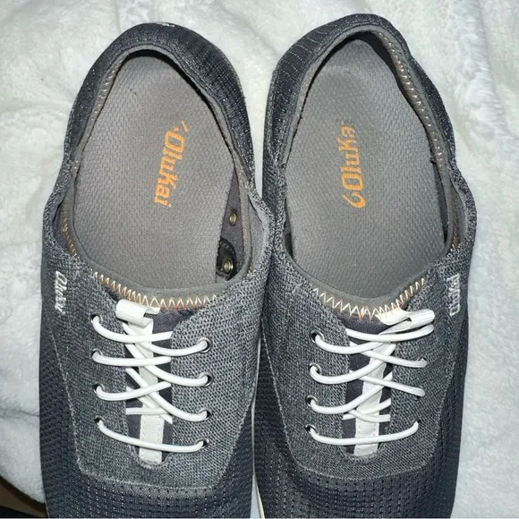 Olukai 10.5 Nohea Moku No Tie Boat Shoe Sneaker Black Barefoot Comfort Casual