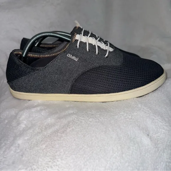Olukai 10.5 Nohea Moku No Tie Boat Shoe Sneaker Black Barefoot Comfort Casual
