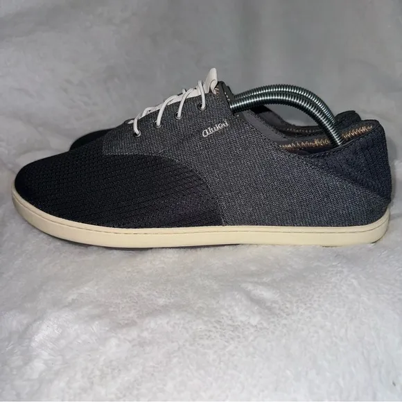 Olukai 10.5 Nohea Moku No Tie Boat Shoe Sneaker Black Barefoot Comfort Casual