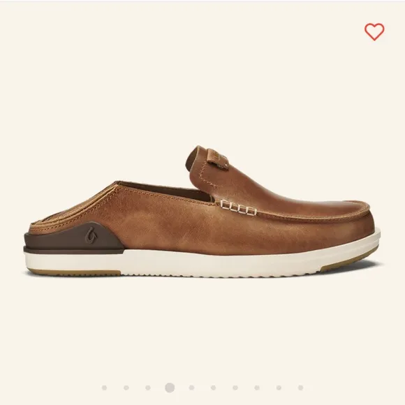 OLUKAI Kakaha Kākaha Men's Leather Slip-On Drop-In Heel Loafers Shoes size 9.5