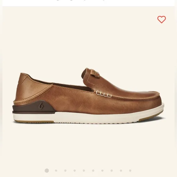 OLUKAI Kakaha Kākaha Men's Leather Slip-On Drop-In Heel Loafers Shoes size 9.5