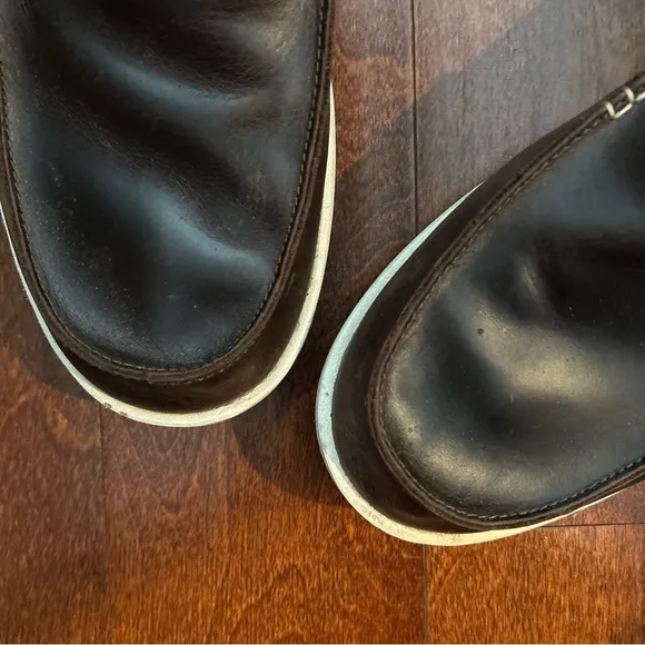 OluKai “Kakaha” Men's Dark Rich Brown Leather Loafers Boat Shoes, Size 14