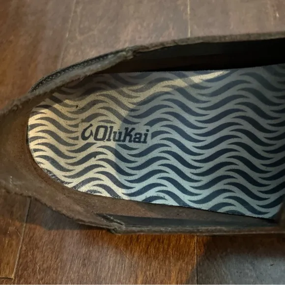 OluKai “Kakaha” Men's Dark Rich Brown Leather Loafers Boat Shoes, Size 14