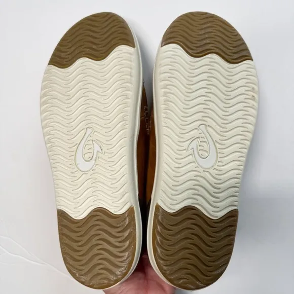 Olukai Kakaha Slip On‎ Shoes Brown Lagoon Leather Classic Minimalist Men’s 8.5