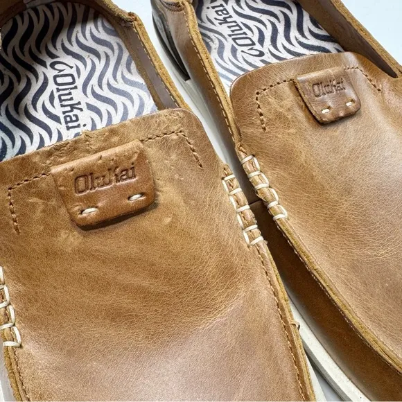 Olukai Kakaha Slip On‎ Shoes Brown Lagoon Leather Classic Minimalist Men’s 8.5