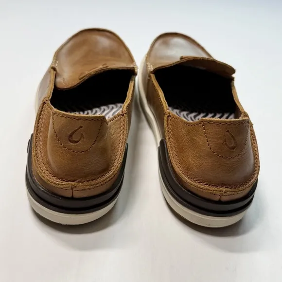 Olukai Kakaha Slip On‎ Shoes Brown Lagoon Leather Classic Minimalist Men’s 8.5
