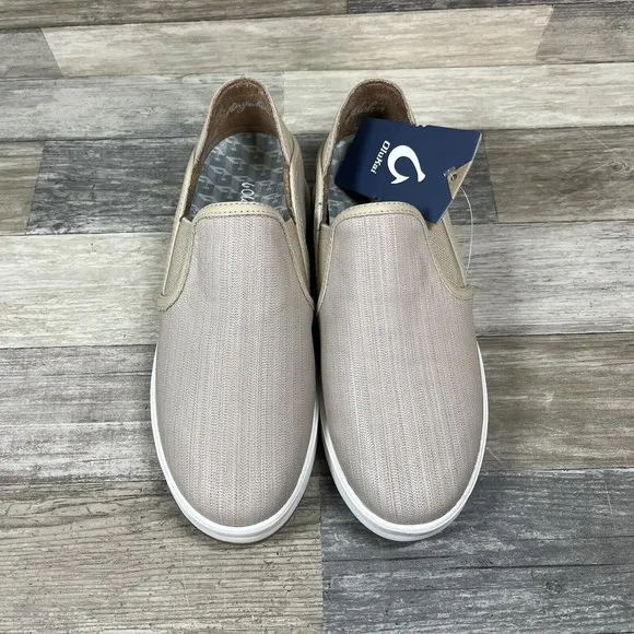 Olukai Ki'ihele’Ili Shoes Women’s Size 8.5 Beige Slip On Casual Beach Summer New