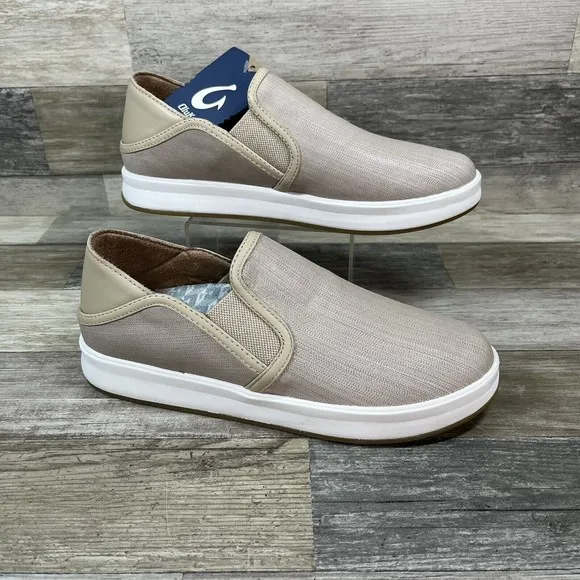 Olukai Ki'ihele’Ili Shoes Women’s Size 8.5 Beige Slip On Casual Beach Summer New