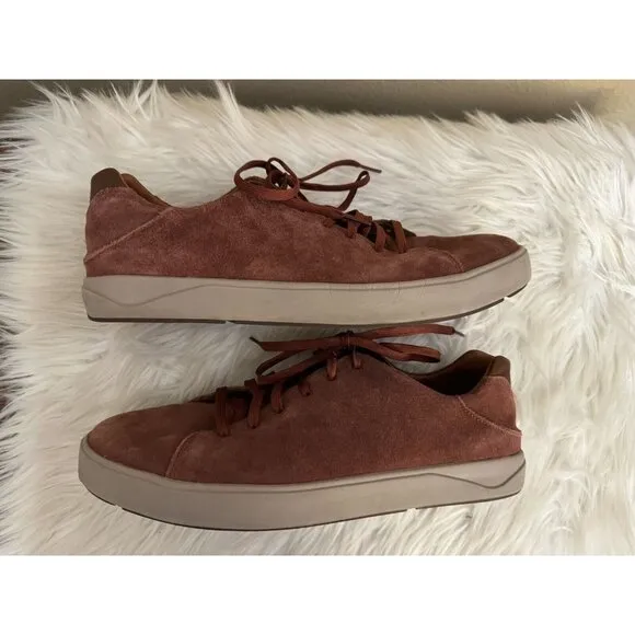 Olukai Lae Ahi Li Kala Men’s Size‎ 13 Canoe Red Leather Sneakers Shoes