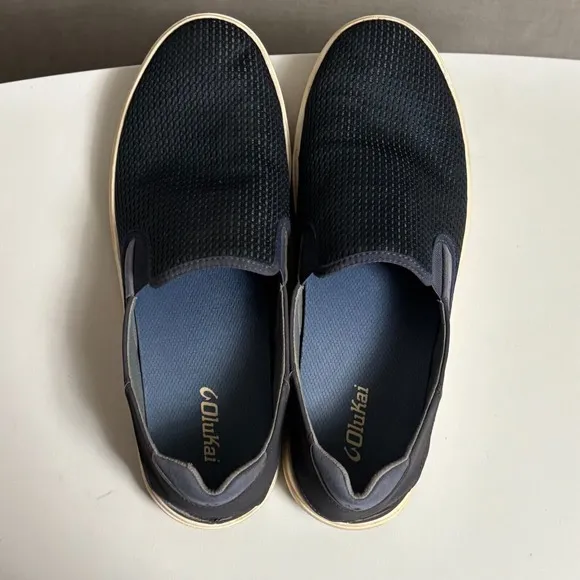 Olukai Lae Ahi Shoes 14 M Blue Slip On Mesh Comfort Casual Beach Dock Loafers