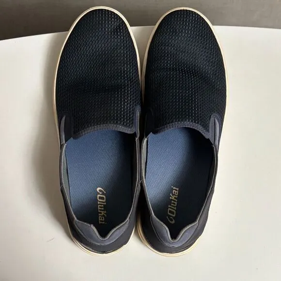 Olukai Lae Ahi Shoes 14 M Blue Slip On Mesh Comfort Casual Beach Dock Loafers