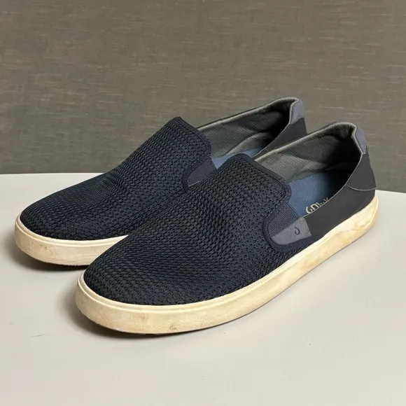 Olukai Lae Ahi Shoes 14 M Blue Slip On Mesh Comfort Casual Beach Dock Loafers