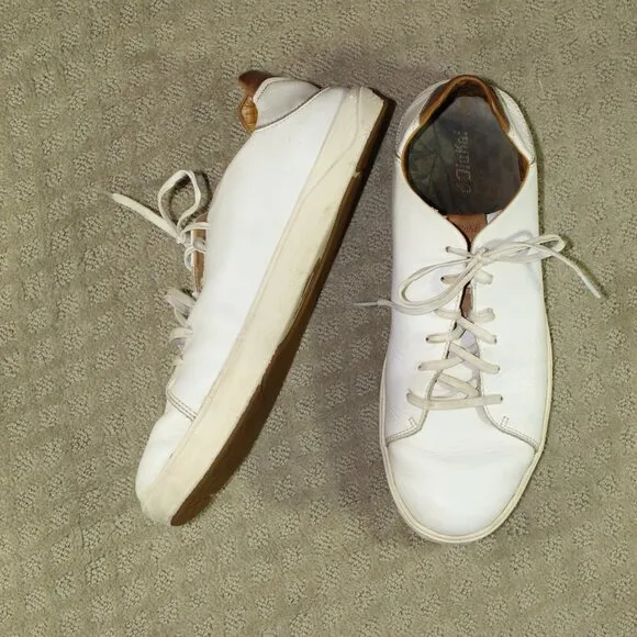 OluKai Lae'Ahi Li'Ili Mens 14 White Leather Lace Up Casual Sneakers Shoes