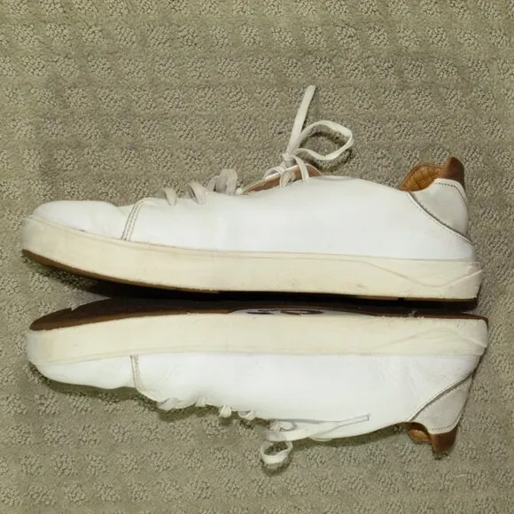 OluKai Lae'Ahi Li'Ili Mens 14 White Leather Lace Up Casual Sneakers Shoes