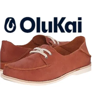 Olukai Moku Leather Boat Style Shoes #20276-3131 Women's Size 9¹½-10