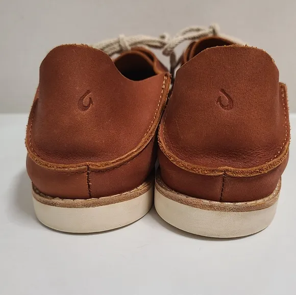 Olukai Moku Leather Boat Style Shoes #20276-3131 Women's Size 9¹½-10