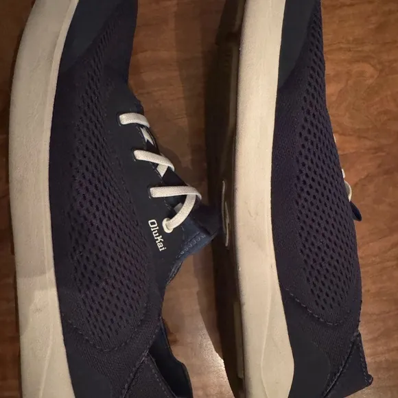 OluKai “Moku Pae” Men's Breathable Trench Blue / Off White Boat Shoes