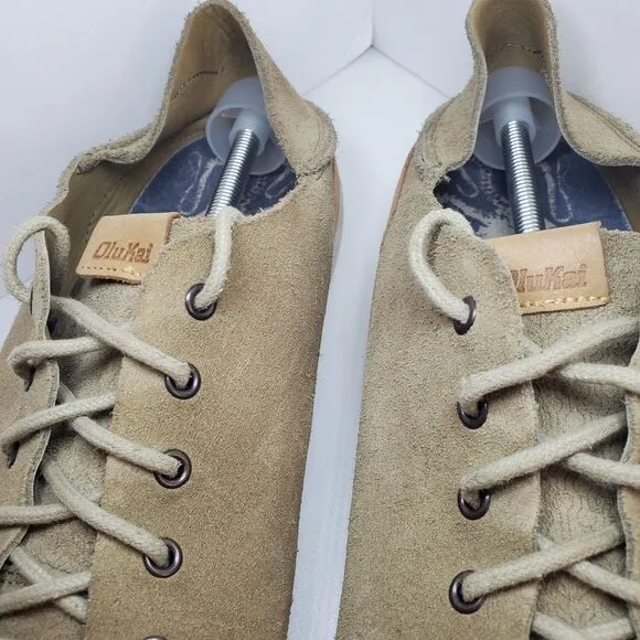 Olukai Nalukai KALA Tan Beige Leather Lace Up Loafer Shoes Men’s Size 13
