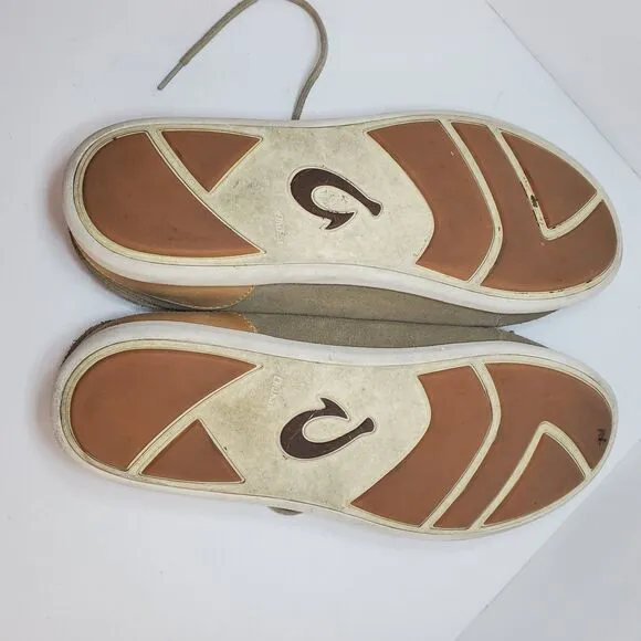 Olukai Nalukai KALA Tan Beige Leather Lace Up Loafer Shoes Men’s Size 13