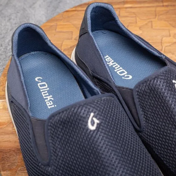 Olukai Nohea Pae Navy Blue Sz 12 Breathable Slip On Shoes Sneakers