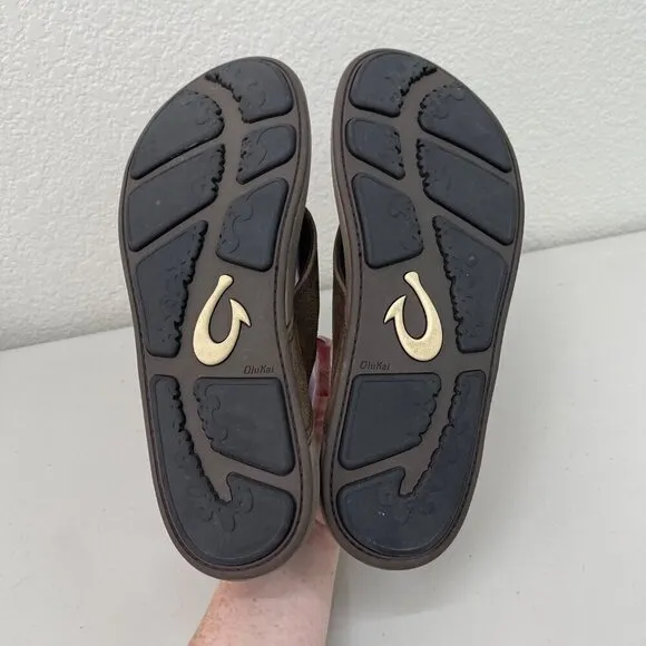 Olukai Nui Leather Flip Flop Thong Sandals Beach Shoes 10239-5H5H Mens size 14
