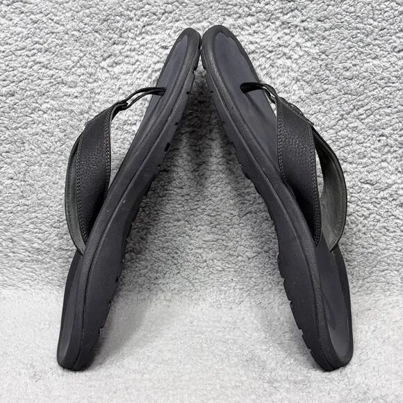 Olukai Ohana Mens Size 13 Slip On Flip Flop Beach Sandals Shoes Black Comfort