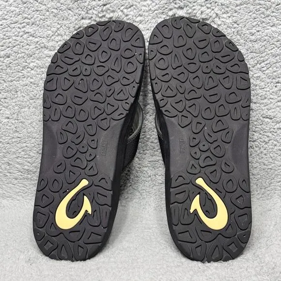 Olukai Ohana Mens Size 13 Slip On Flip Flop Beach Sandals Shoes Black Comfort