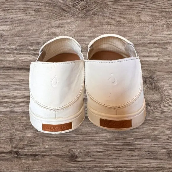 OLUKAI Pehuea White Mesh Slip On Loafers Comfort Beach Shoes Sneakers Womens 9