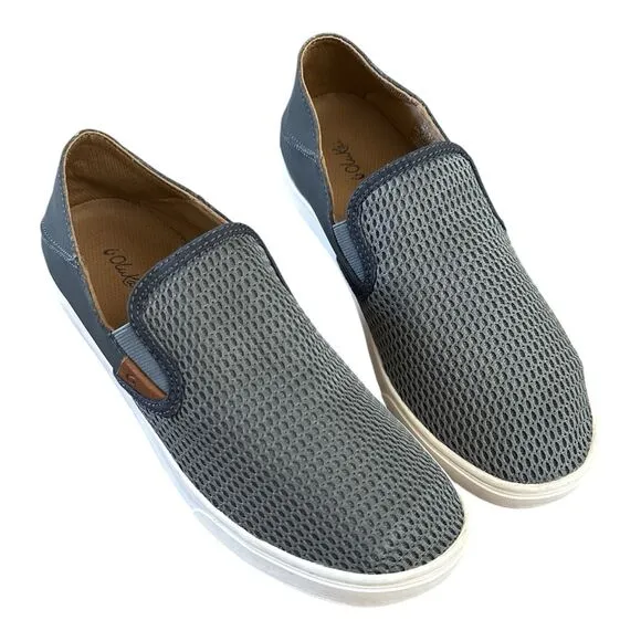 OluKai Pehuea Womens Size 10 Shoes Gray Mesh Slip On Sneakers Breathable