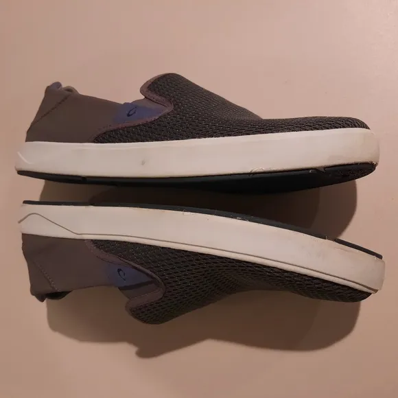 OluKai Shoes Mens 12 Gray Brown Lae Ahi Slip On Comfort Boat Beach Sneakers