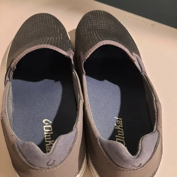 OluKai Shoes Mens 12 Gray Brown Lae Ahi Slip On Comfort Boat Beach Sneakers