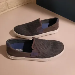 OluKai Shoes Mens 12 Gray Brown Lae Ahi Slip On Comfort Boat Beach Sneakers
