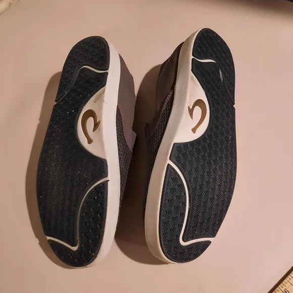 OluKai Shoes Mens 12 Gray Brown Lae Ahi Slip On Comfort Boat Beach Sneakers