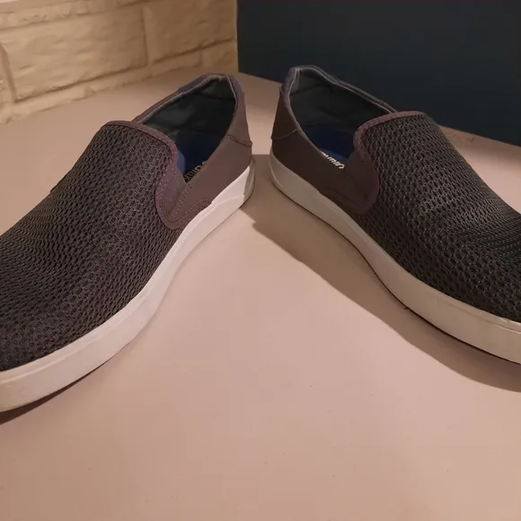 OluKai Shoes Mens 12 Gray Brown Lae Ahi Slip On Comfort Boat Beach Sneakers