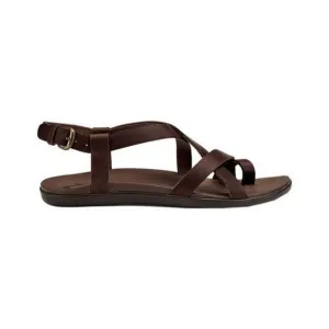 OluKai Upena Leather Quarter Strap Sandal Kona Coffee Brown Strappy 10